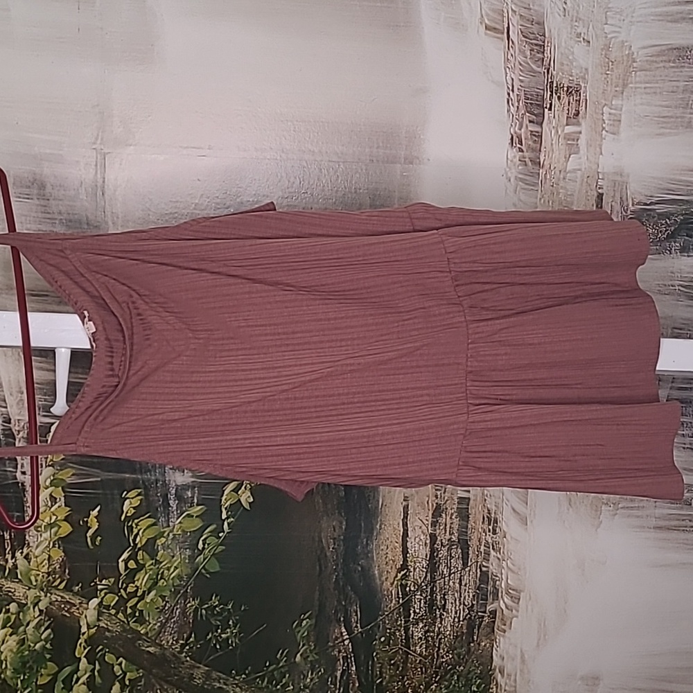 Maurices Womens 2X brown ribbed flowy camisole spaghetti straps comfy top